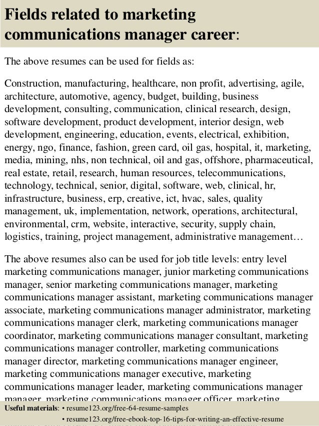 Marketing communications intern resume