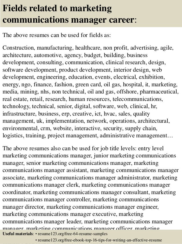 top 8 marketing communications manager resume samples marketing communications manager resumes