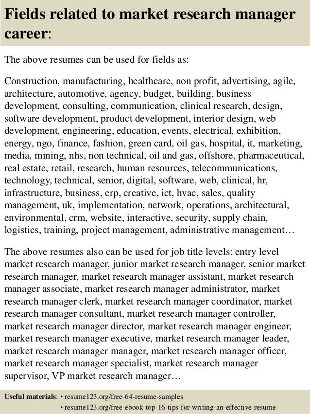 market research resume sample