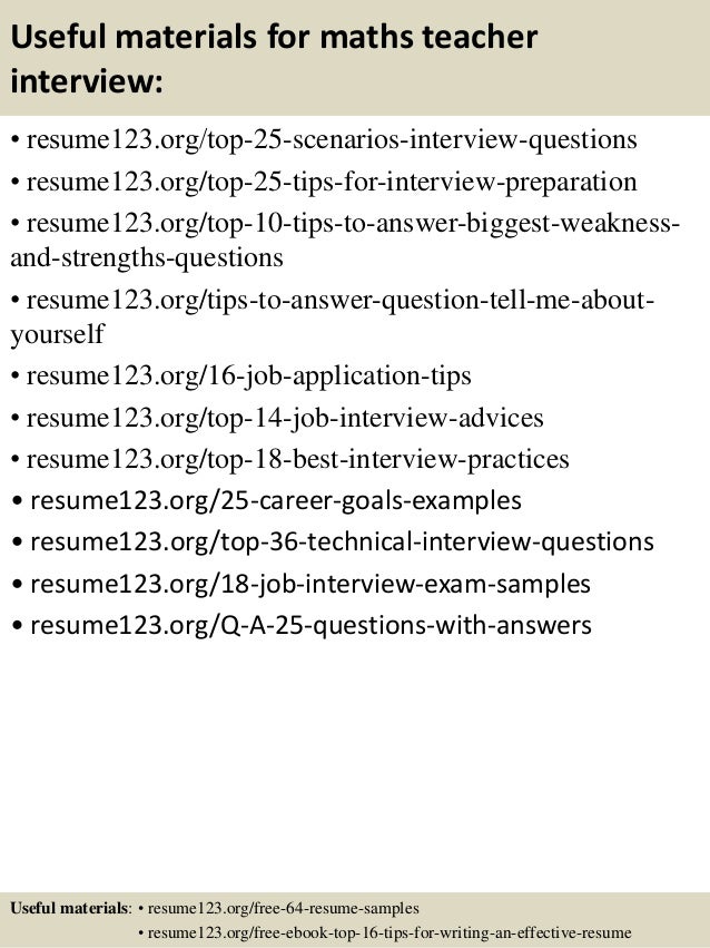 Top 8 maths teacher resume samples