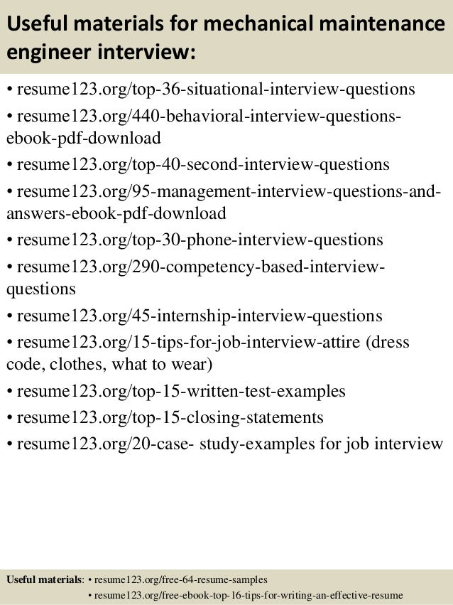 top 8 mechanical maintenance engineer resume samples maintenance engineer resumes