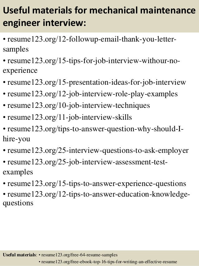 14 useful materials for mechanical maintenance engineer - Mechanical Maintenance Engineer Sample Resume 14 useful materials for mechanical maintenance engineer - Mechanical Maintenance Engineer Sample Resume