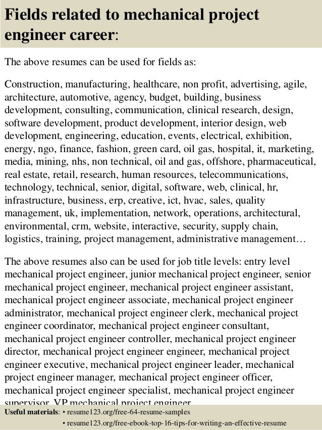 top 8 mechanical project engineer resume samples construction project engineer resume