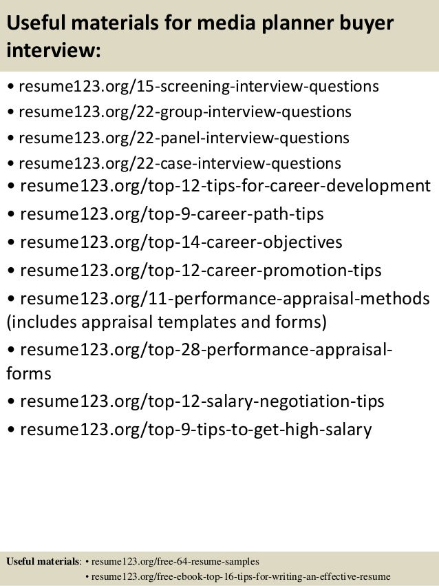 Media planner resume objective