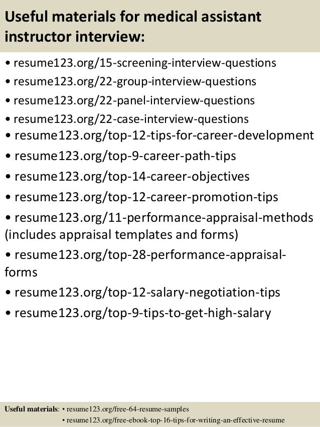 Medical assistant instructor resume