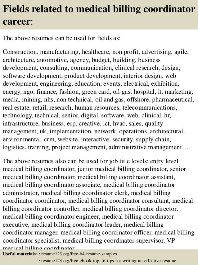 top 8 medical billing coordinator resume samples