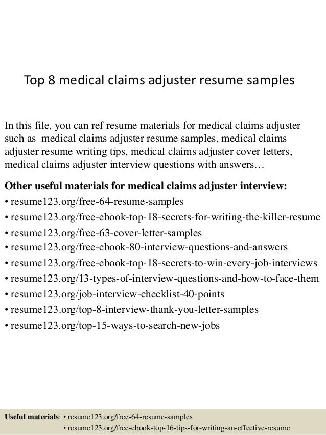 insurance claims adjuster resumes