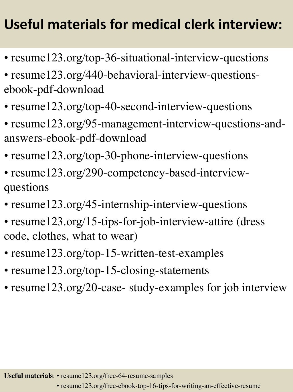 Top 8 medical clerk resume samples