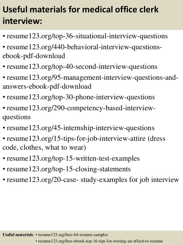 top 8 medical office clerk resume samples