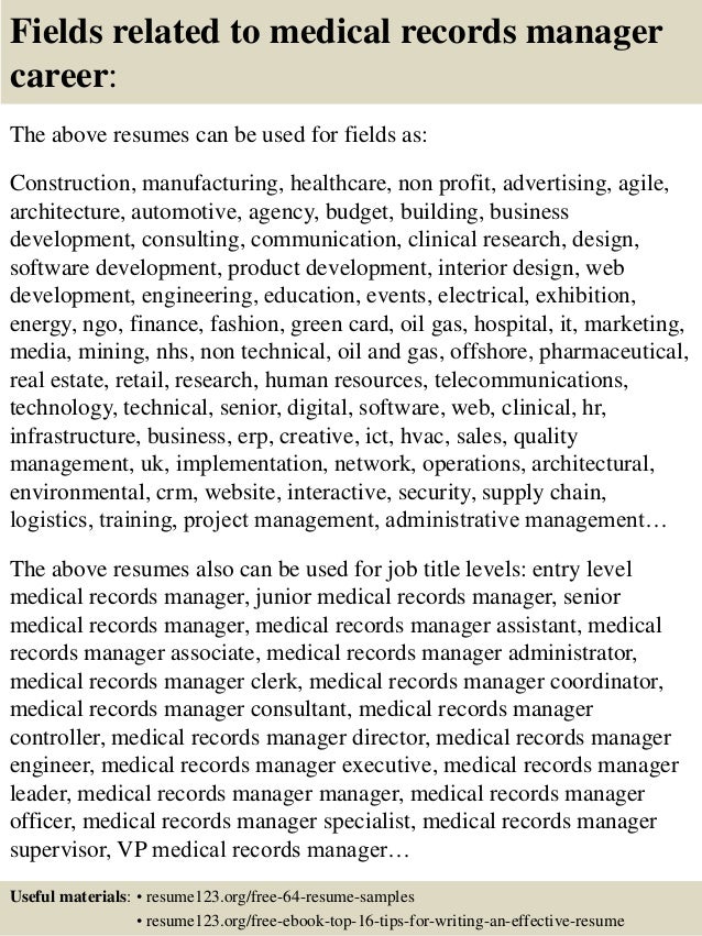 medical records resume