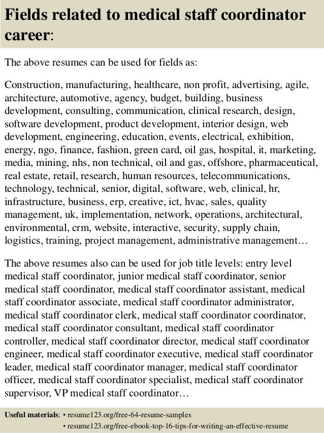 Medical staff coordinator resume