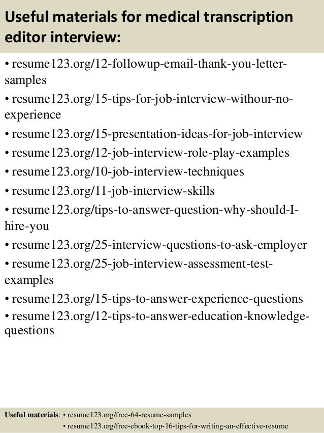 medical transcriptionist resumes