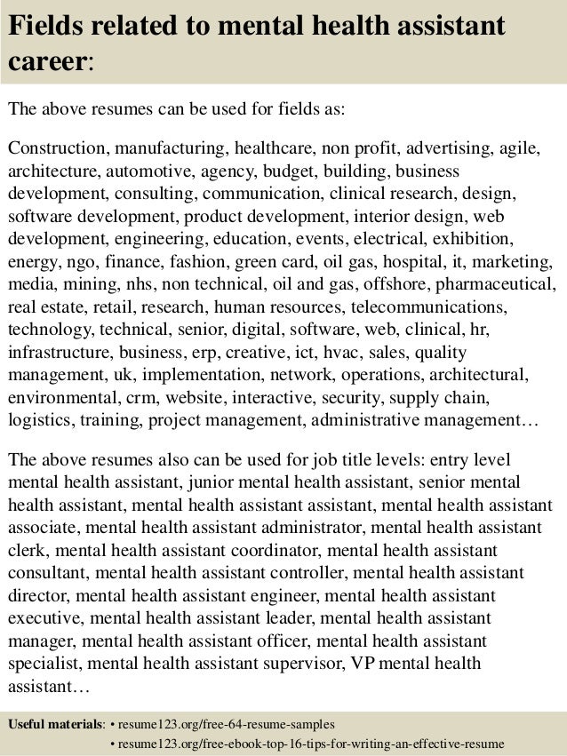 mental health resume examples