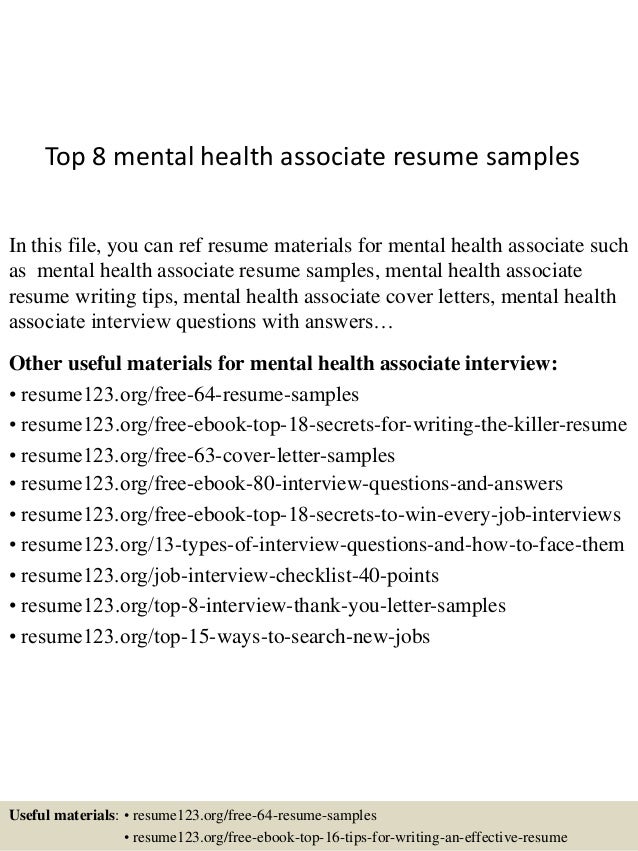 mental health resumes