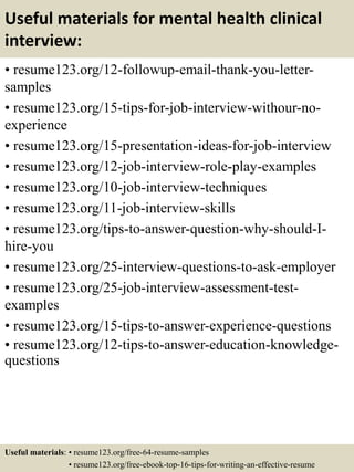 Top 8 mental health clinical resume samples