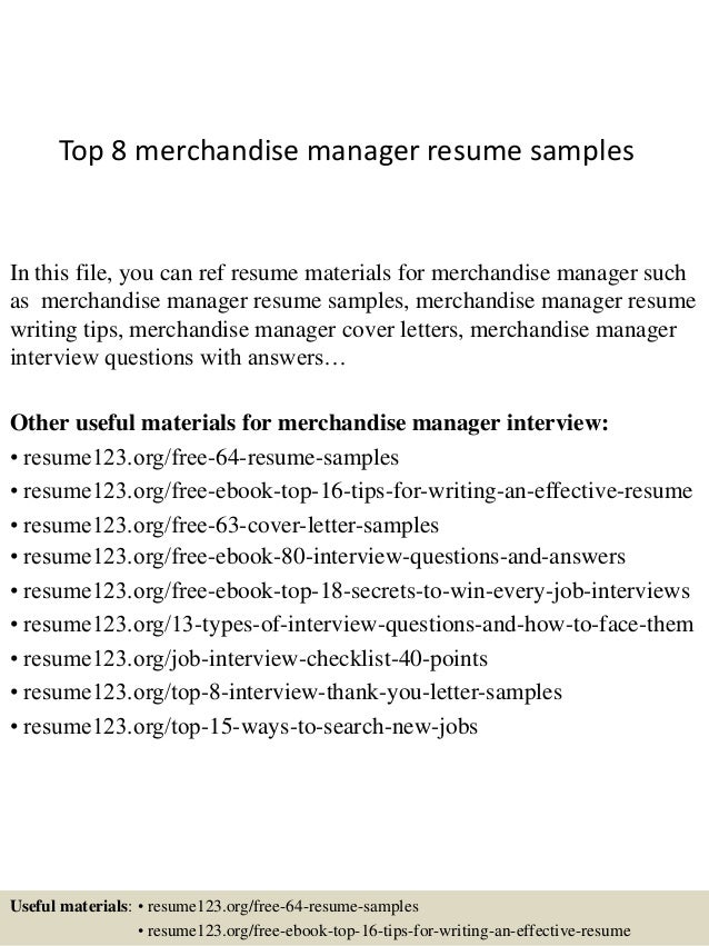 top 8 merchandise manager resume samples merchandise manager resumes