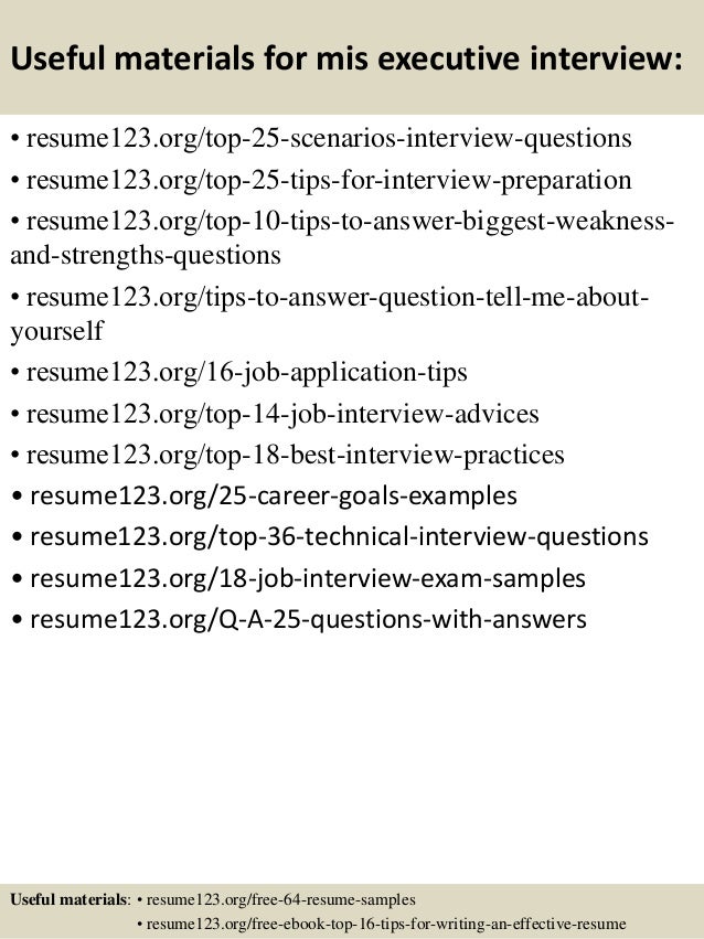 mis executive resume sample