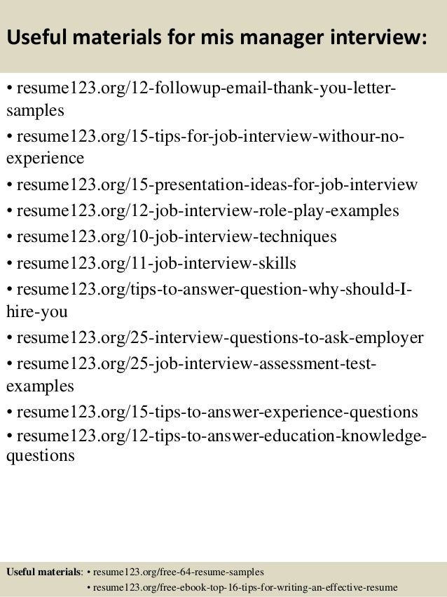 mis manager resume