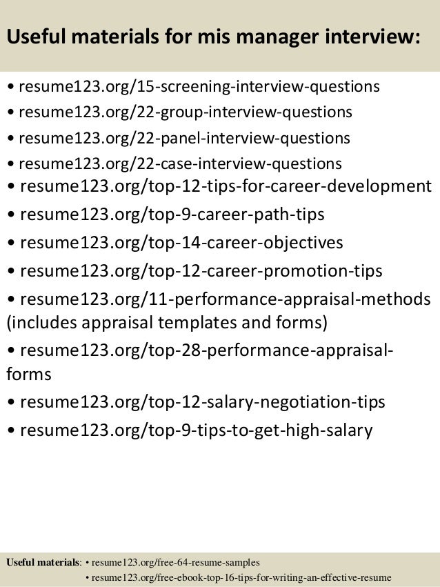 mis manager resume