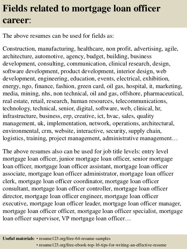 loan officer sample resumes