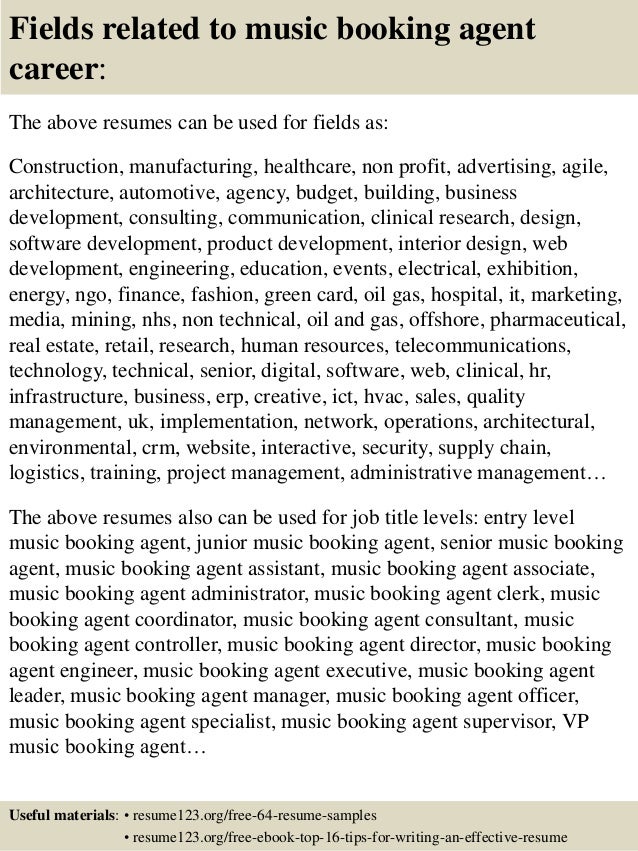 Top 8 music booking agent resume samples