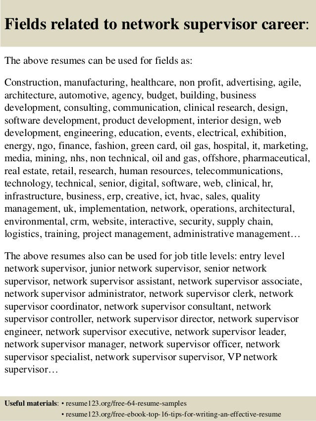 top 8 network supervisor resume samples network manager resume