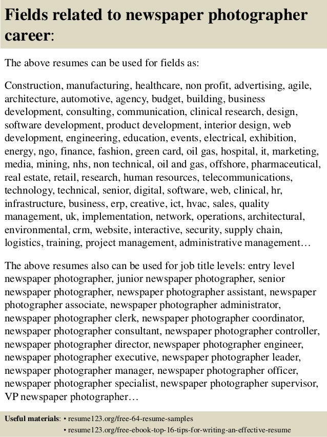 sample photographer resumes