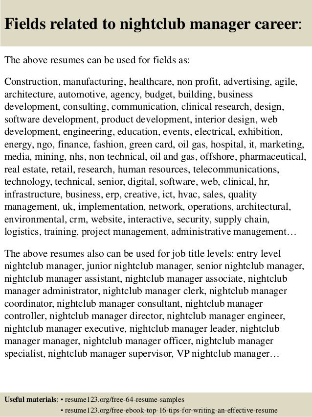 top 8 nightclub manager resume samples nightclub manager resumes