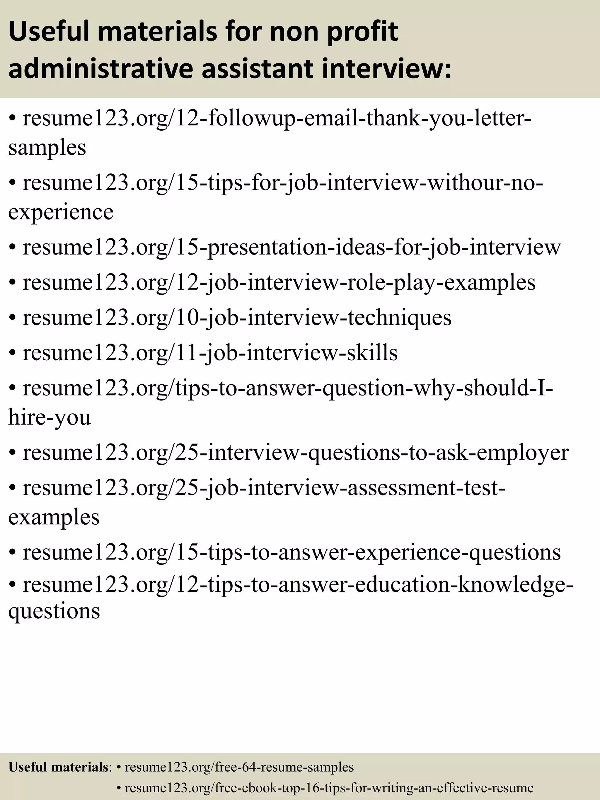 Top 8 non profit administrative assistant resume samples