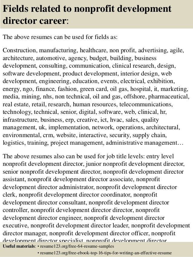 Development specialist resume for non profit