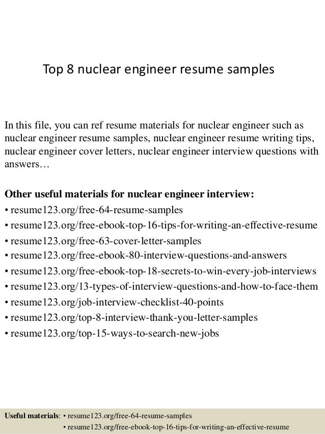 nuclear engineer resumes