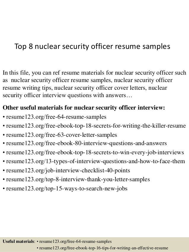 top 8 nuclear security officer resume samples in this file you can ref resume materials - Security Guard Resume Example top 8 nuclear security officer resume samples in this file you can ref resume materials - Security Guard Resume Example