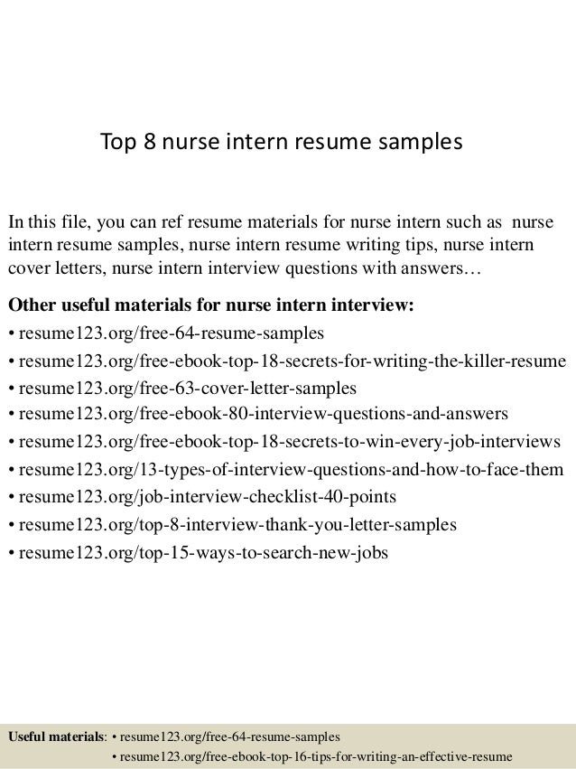Top 8 Nurse Intern Resume Samples