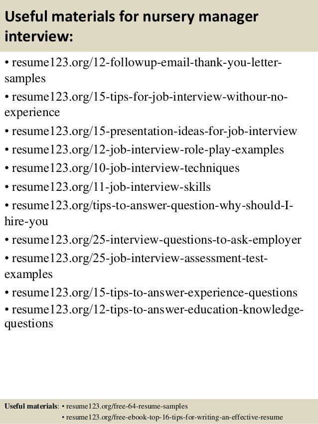 nursery manager resume samples