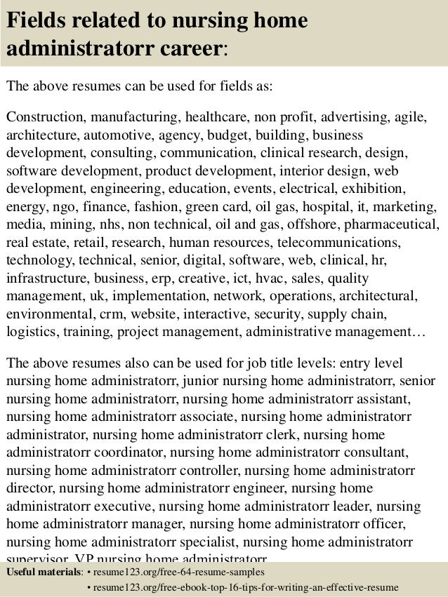 nursing home resumes