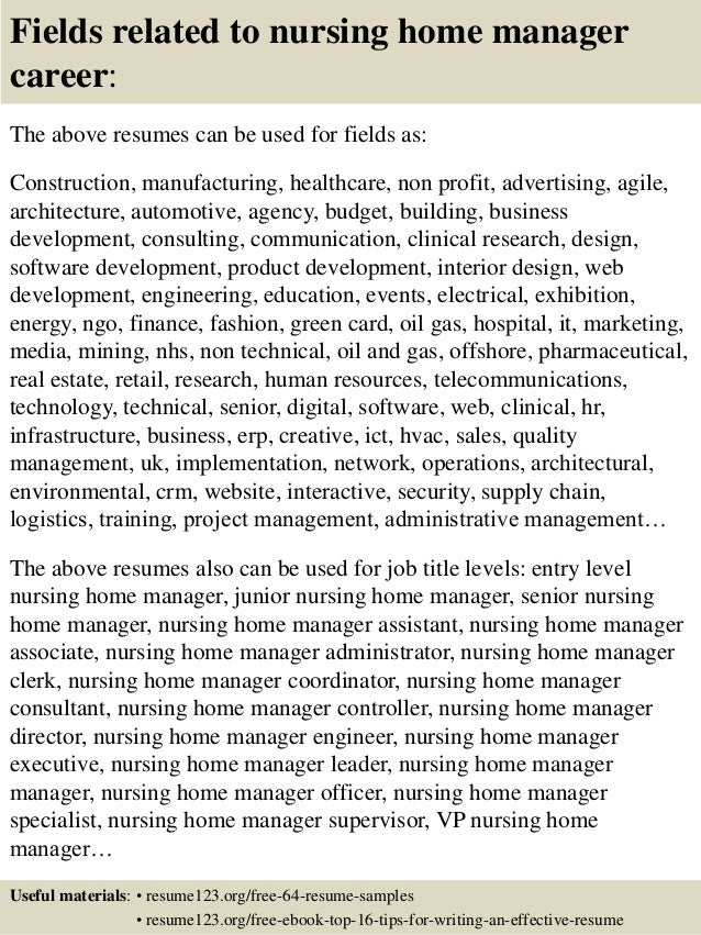 nursing home manager resume