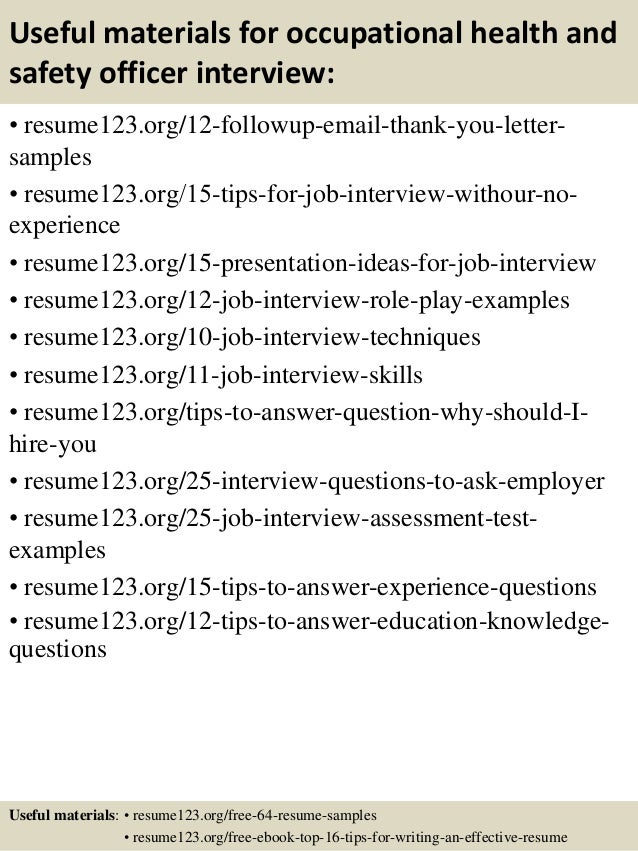occupational health and safety resume examples