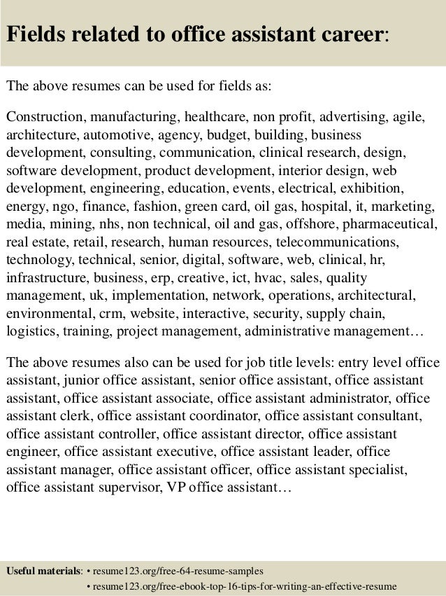 top 8 office assistant resume samples junior office assistant resumes