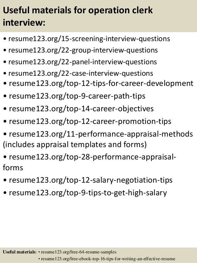 top 8 operation clerk resume samples