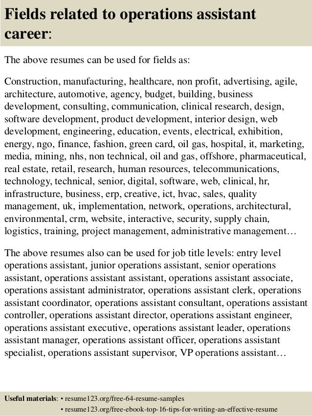 Operations assistant cover letter sample