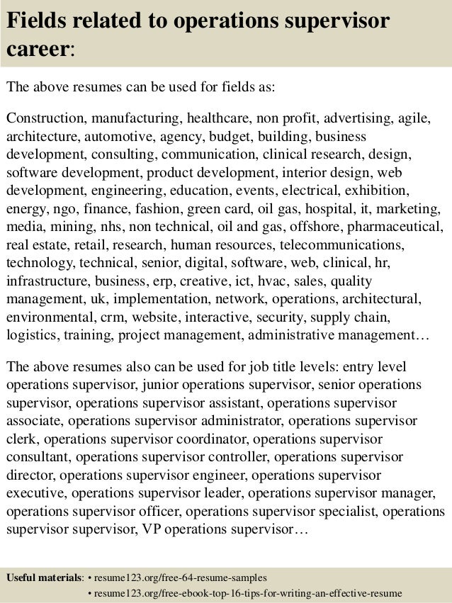 top 8 operations supervisor resume samples operations executive resumes