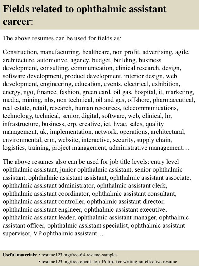 ophthalmic assistant resumes