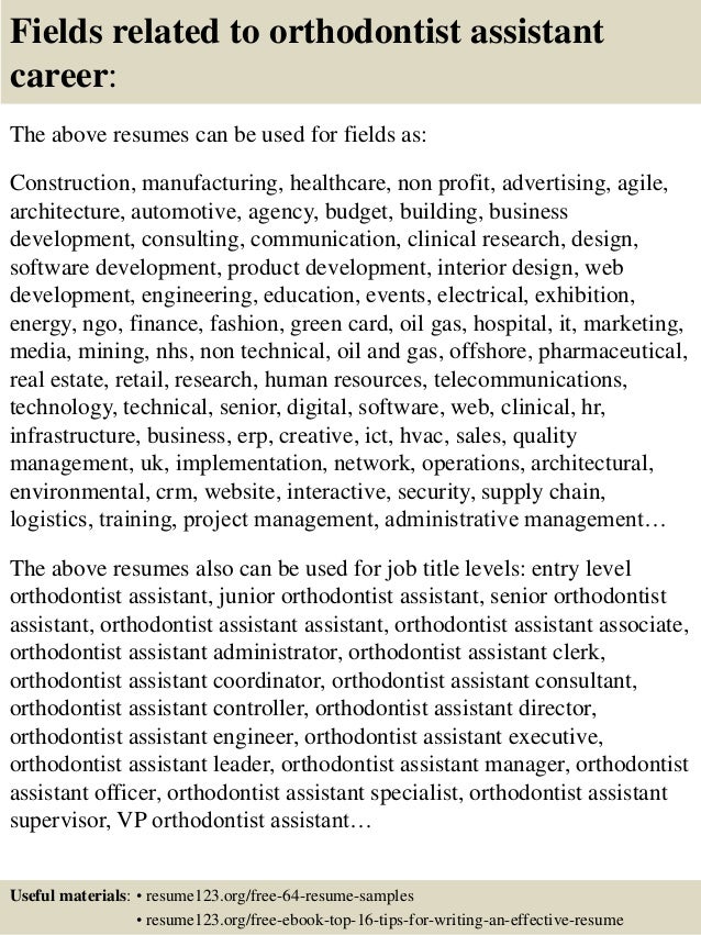 orthodontic assistant resume