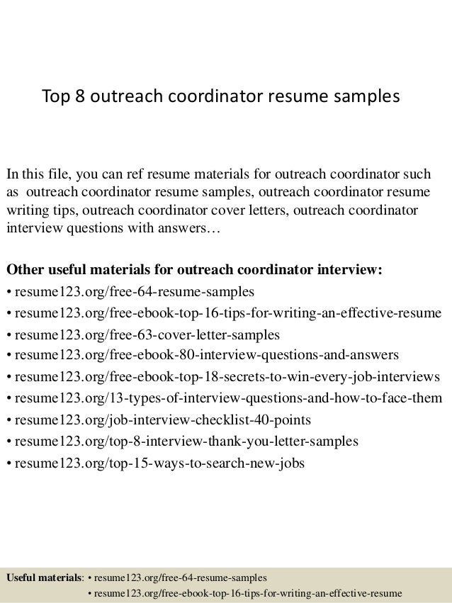 outreach coordinator resumes