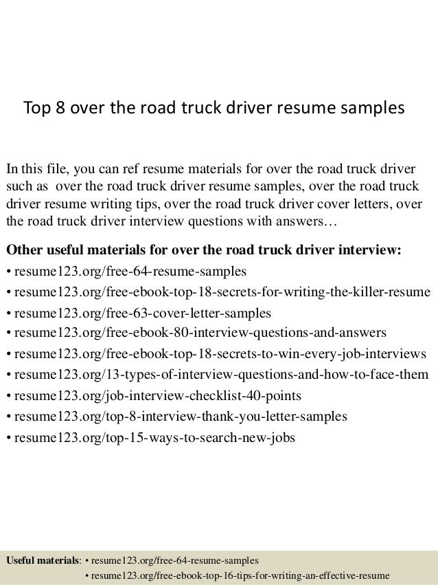 truck driver sample resumes