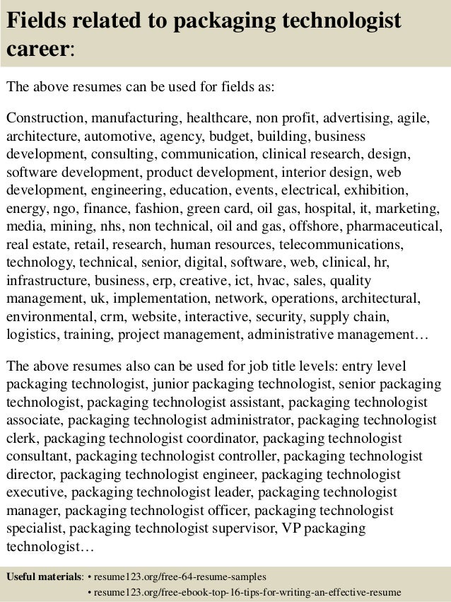 Resume Sample Resume Packaging Job top 8 packaging technologist resume samples 16 fields related to packaging