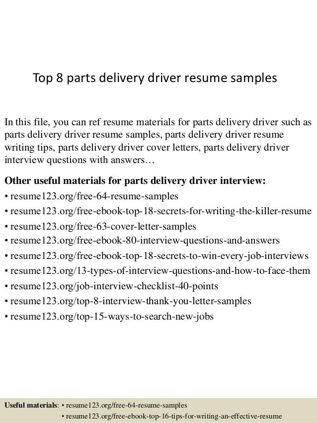 Driver delivery resume