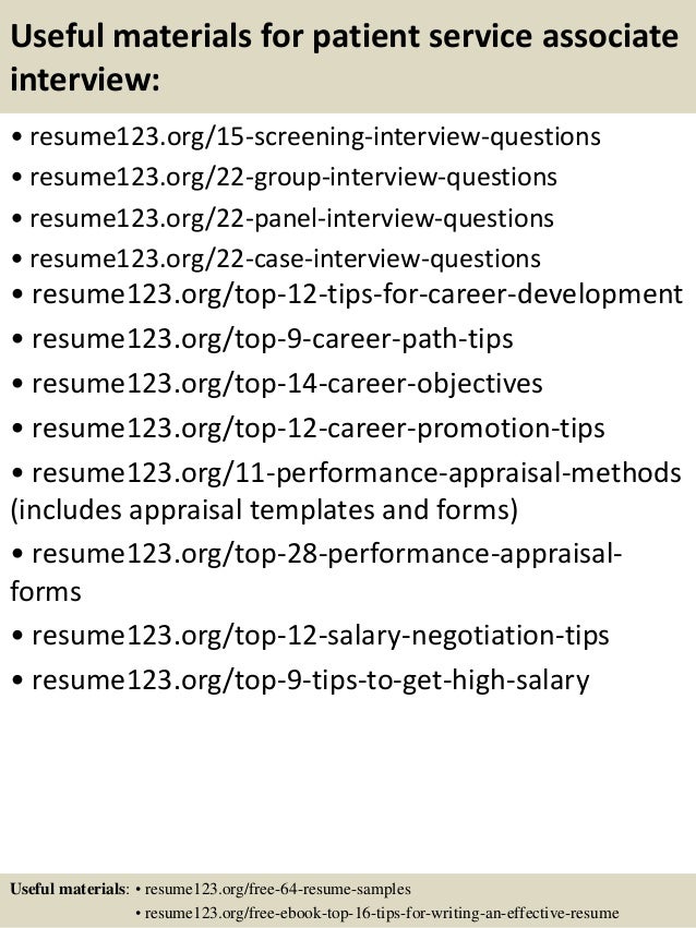 top 8 patient service associate resume samples
