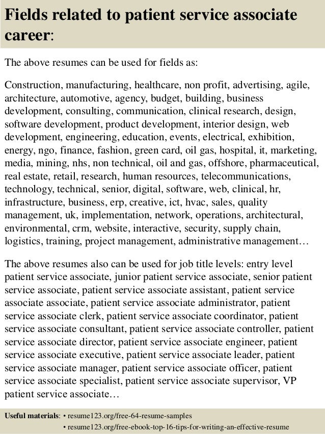 top 8 patient service associate resume samples