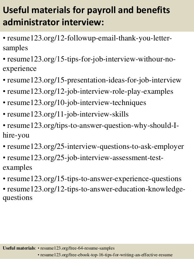 benefits administrator resume